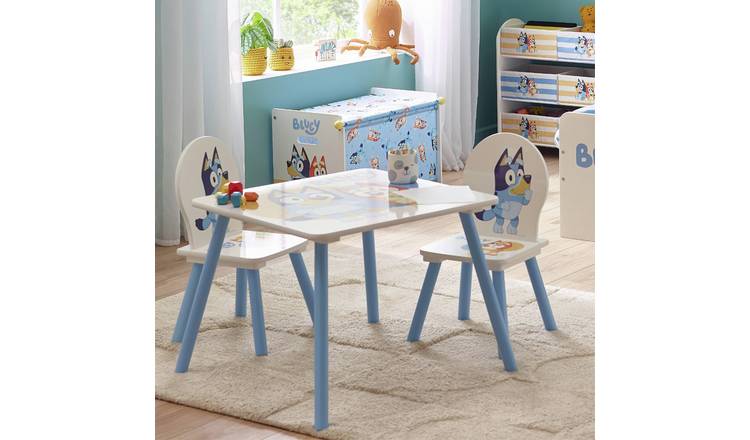 Bluey Kids Table and Chair Set - White & Blue 