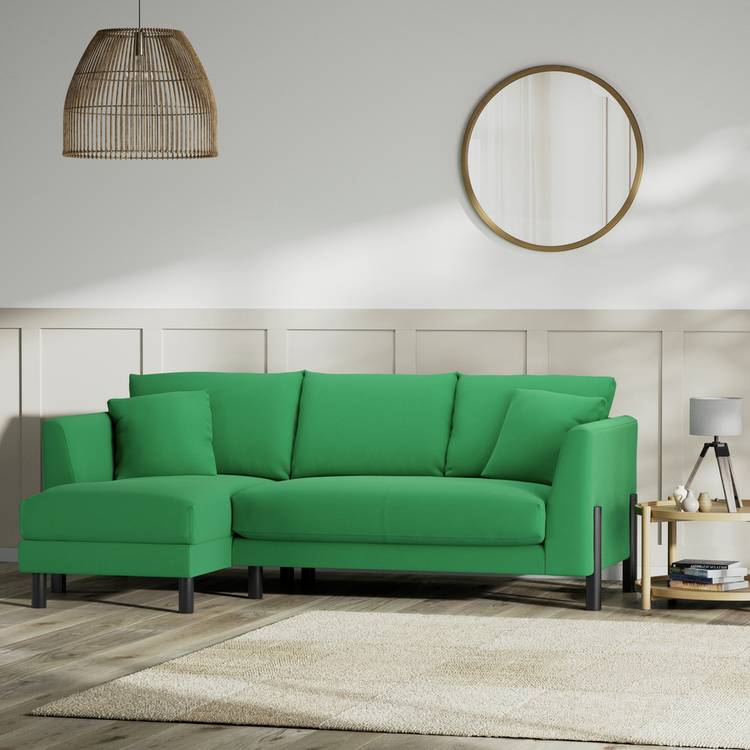 Habitat Aston Left Hand Corner Sofa-Emerald Green-Black Leg 0