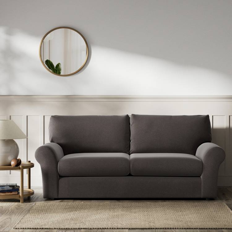 Habitat Molton Velvet 3 Seater Sofa -  Grey 0