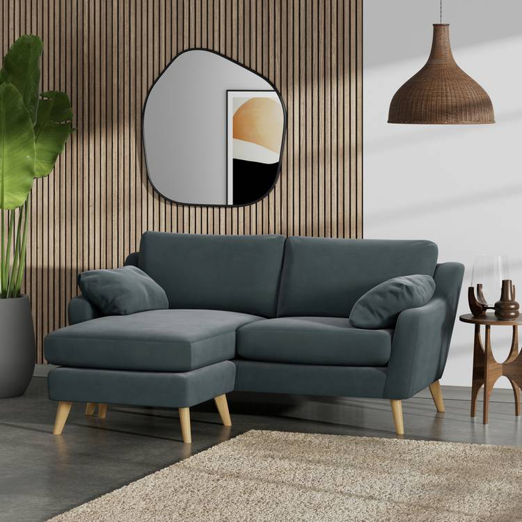 Habitat Ivor Left Hand Corner Sofa - Charcoal - Ash Leg 0