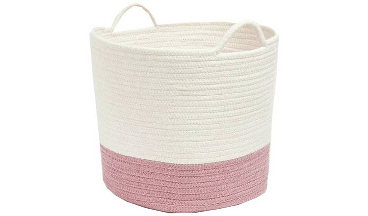 Great Little Trading Company Rope Storage Basket-Ivory/Pink