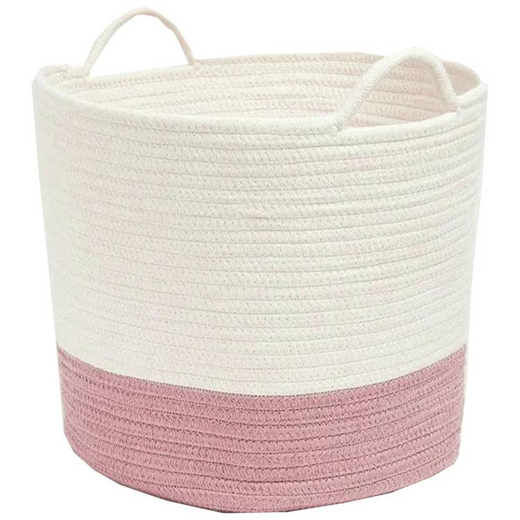 Great Little Trading Company Rope Storage Basket-Ivory/Pink 0