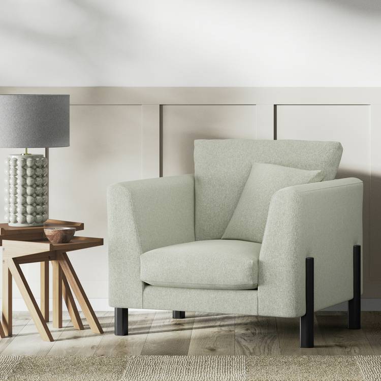 Habitat Aston Fabric Armchair - Sage Green - Black Leg 0