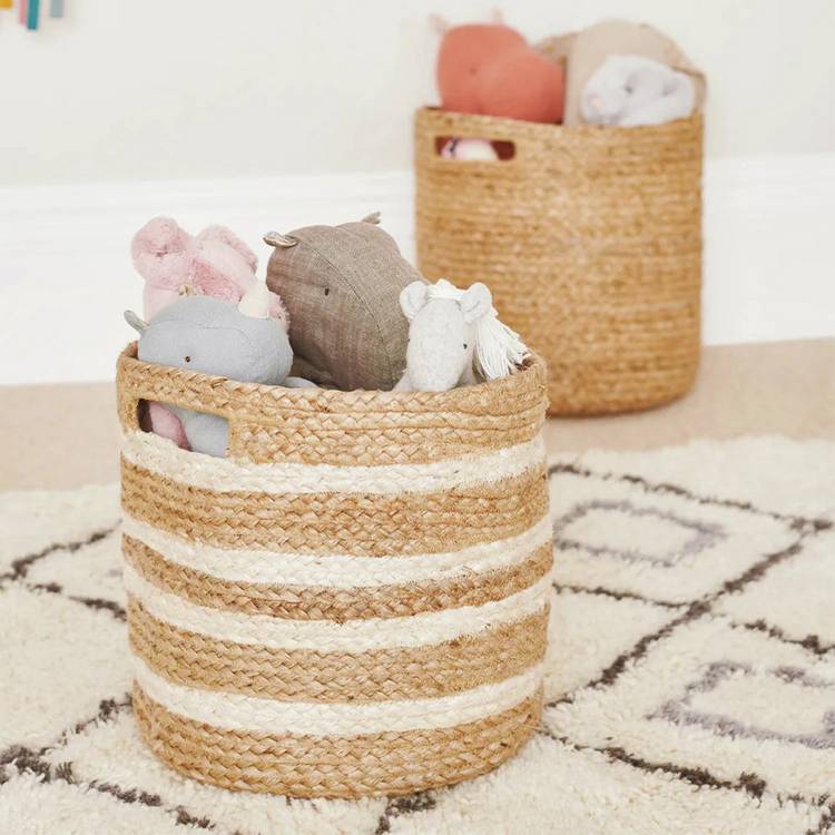 Great Little Trading Company Jute Storage Basket - Ivory 0