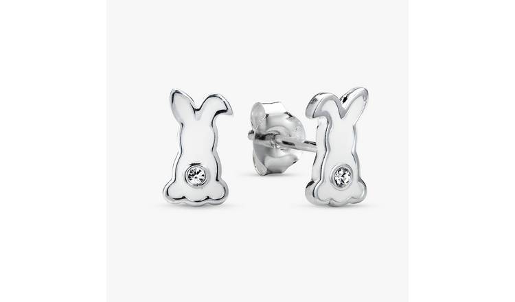 Revere Sterling Silver Crystal Stone Bunny Stud Earrings