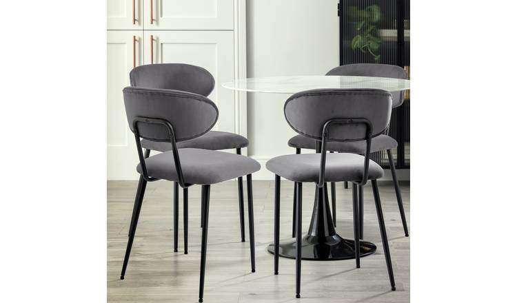 Habitat Tulip Marble Effect Dining Table & 4 Grey Chairs