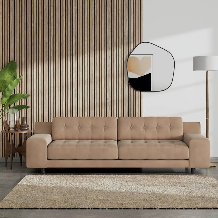 Habitat Hendricks Fabric 4 Seater Sofa - Latte - Black Leg 0