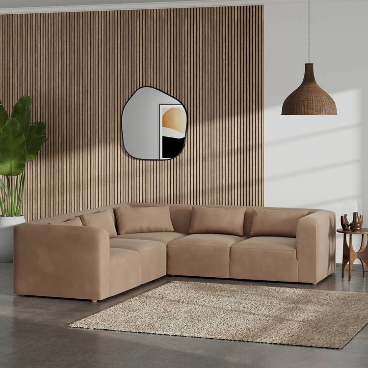 Habitat Lars Reversible Corner Sofa - Latte - Ash Leg 0