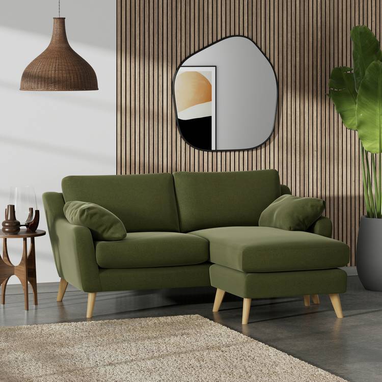 Habitat Ivor Right Hand Corner Sofa - Moss Green - Ash Leg 0