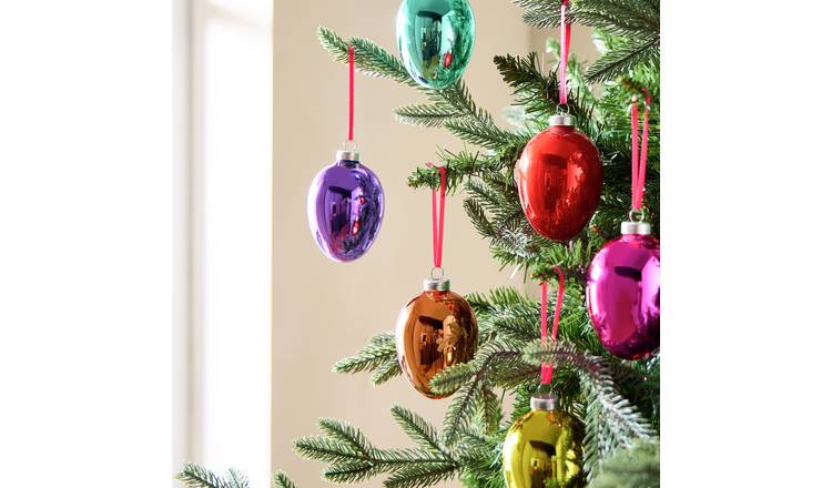 Argos Home Pack of 6 Egg Shaped Christmas Baubles