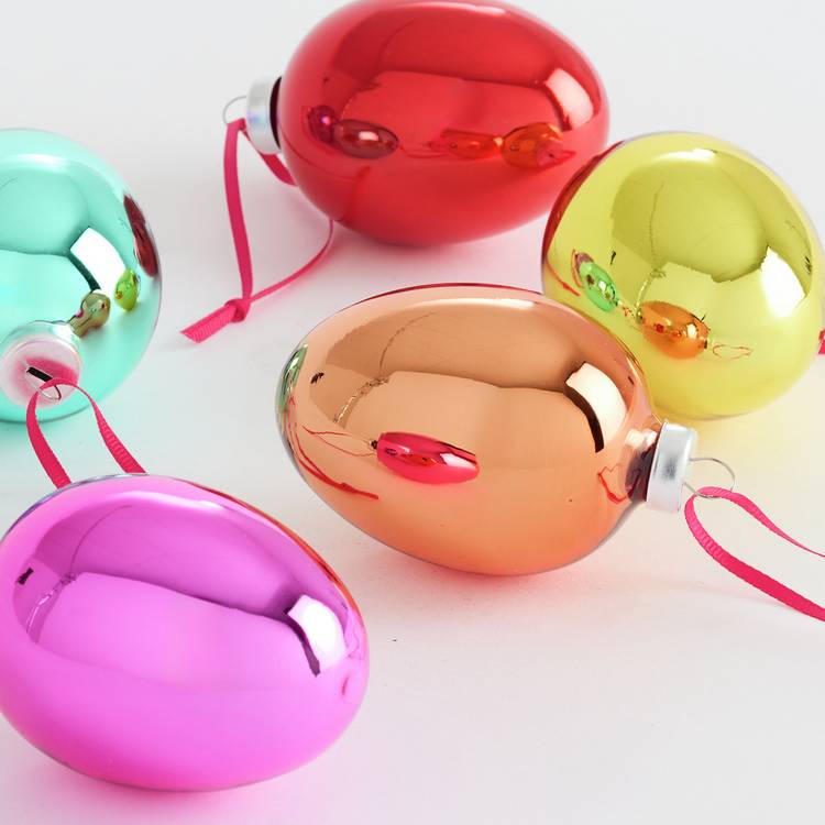 Argos Home Pack of 6 Egg Shaped Christmas Baubles 0