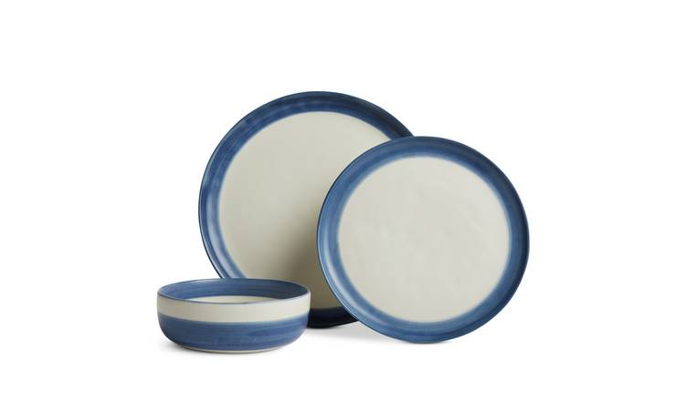 Habitat Artisan Stripe 12 Piece Dinner Set - Blue