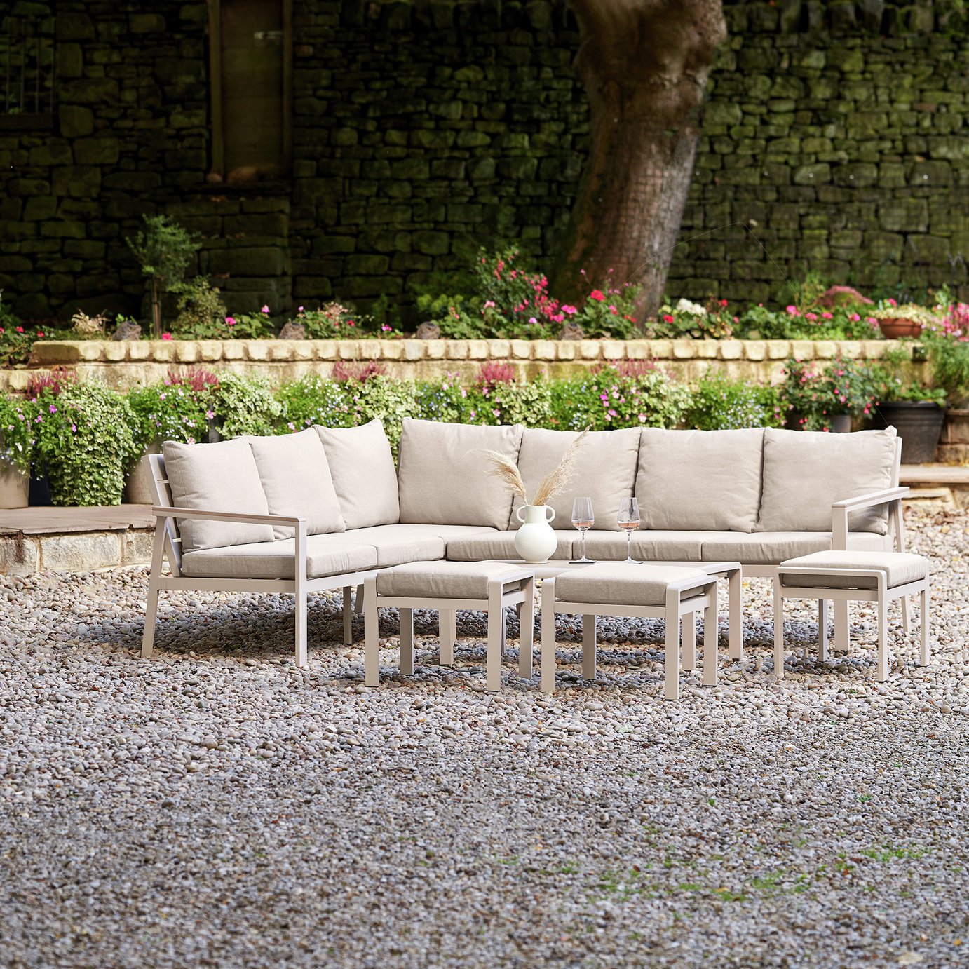 Pacific Aruba 10 Seater Metal Garden Corner Sofa Set - Grey