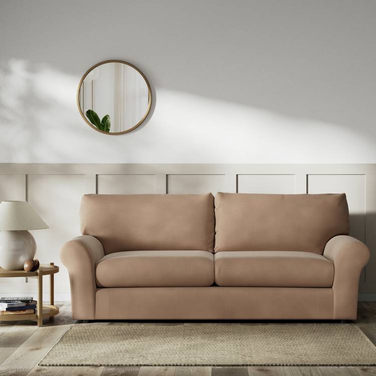 Habitat Molton Velvet 4 Seater Sofa - Latte 0