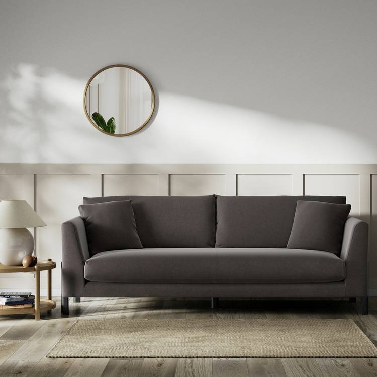 Habitat Aston Velvet 4 Seater Sofa - Slate Grey - Black Leg 0