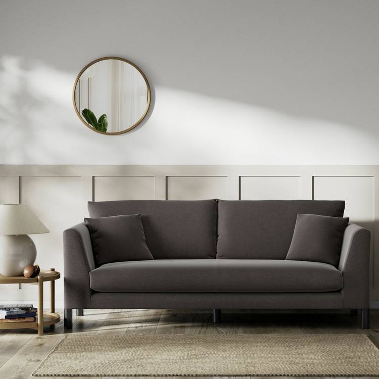 Habitat Aston Velvet 3 Seater Sofa - Slate Grey - Black Leg 0