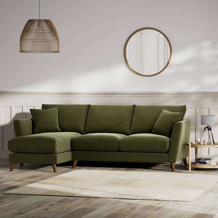 Habitat Lomond Left Hand Corner Sofa - Moss Green - Dark Leg 0