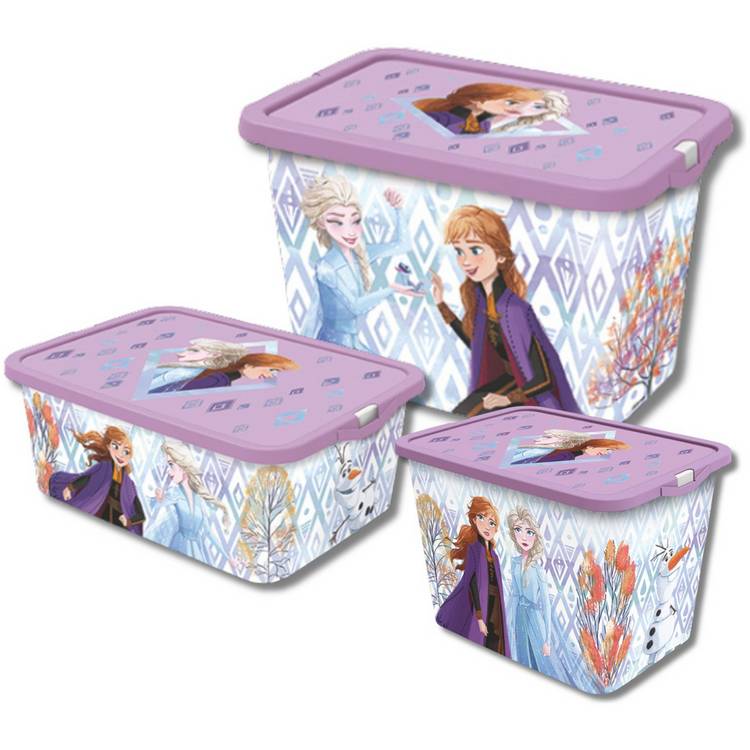 Disney Frozen Set of 3 Storage Boxes with Lid- Lilac & White 0