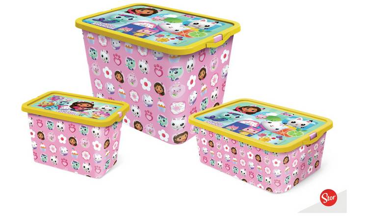 Spin Master Gabby's Dollhouse Set of 3 Storage Boxes - Pink
