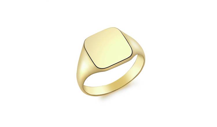 9ct Gold Men's Personalised Square Signet Ring - L