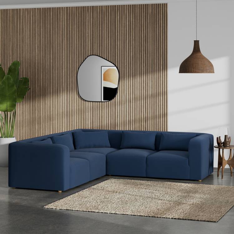 Habitat Lars Reversible Corner Sofa - Navy Blue - Ash Leg 0