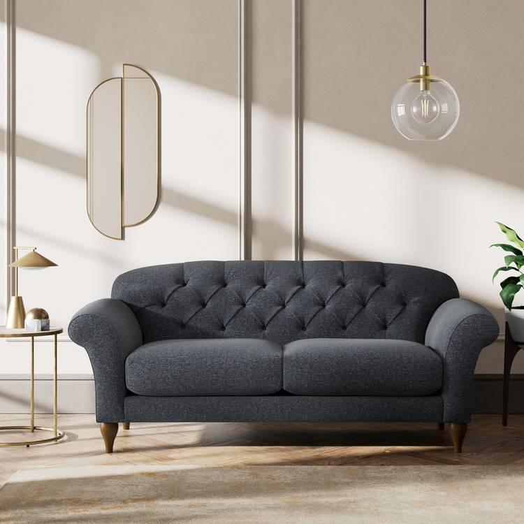 Habitat Brooker Fabric  3 Seater Sofa - Charcoal - Dark Leg  0