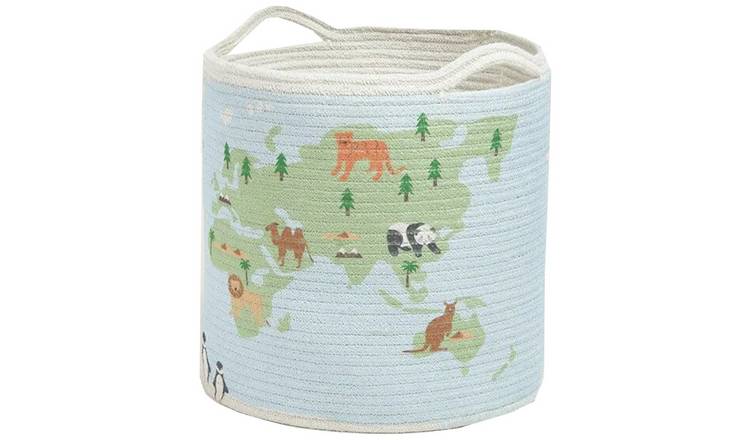 Great Little Trading Company Rope Storage Basket - World Map