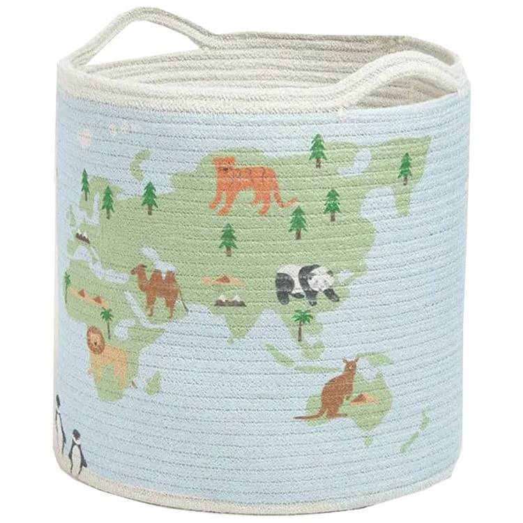 Great Little Trading Company Rope Storage Basket - World Map 0