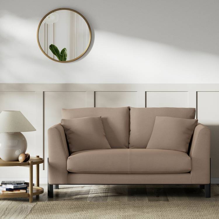Habitat Aston Fabric 2 Seater Sofa - Biscuit - Black Leg 0