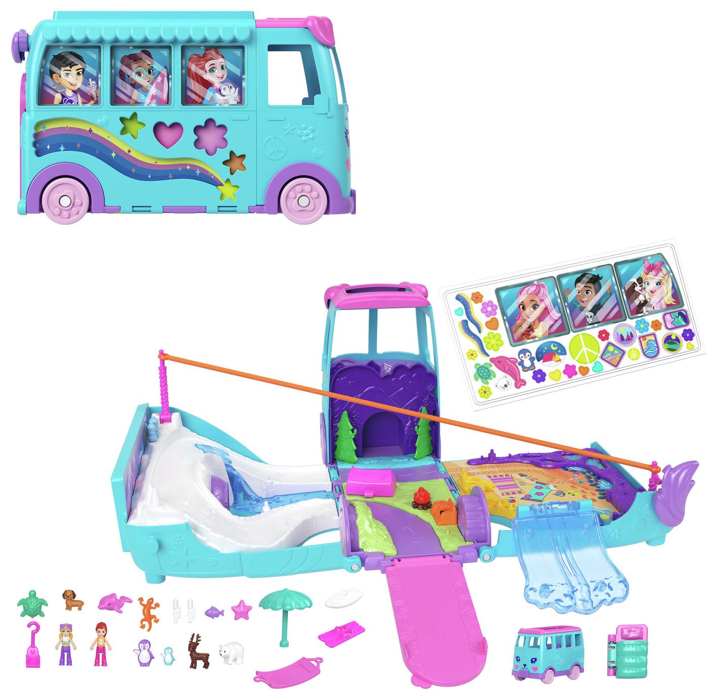 Polly Pocket Pet Mobile Adventure Playset with Micro Dolls