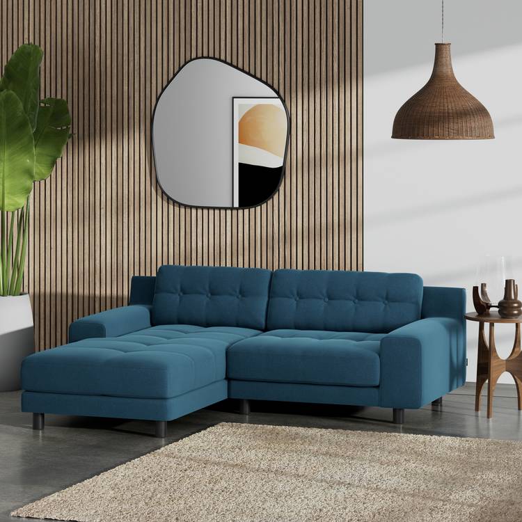 Habitat Hendricks Left Hand Corner Sofa - Ink Blue-Black Leg 0
