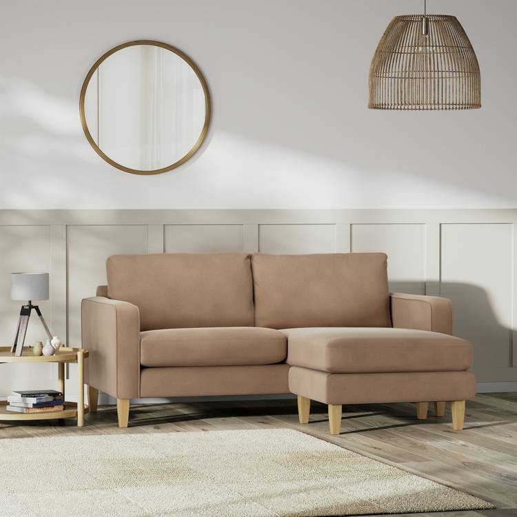 Habitat Flint Velvet Reversible 3 Seater Corner Sofa - Latte 0