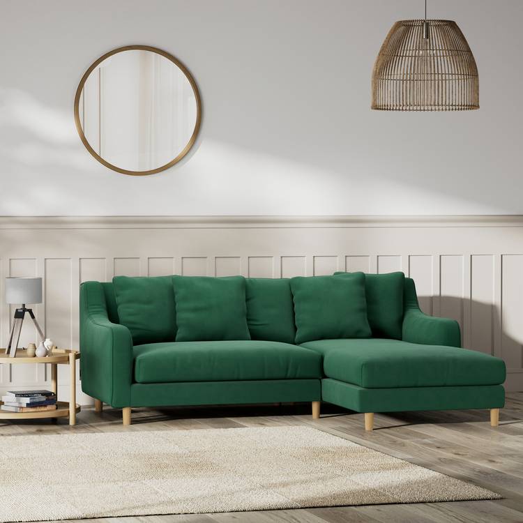 Habitat Swift Right Hand Corner Sofa - Green - Ash Leg 0