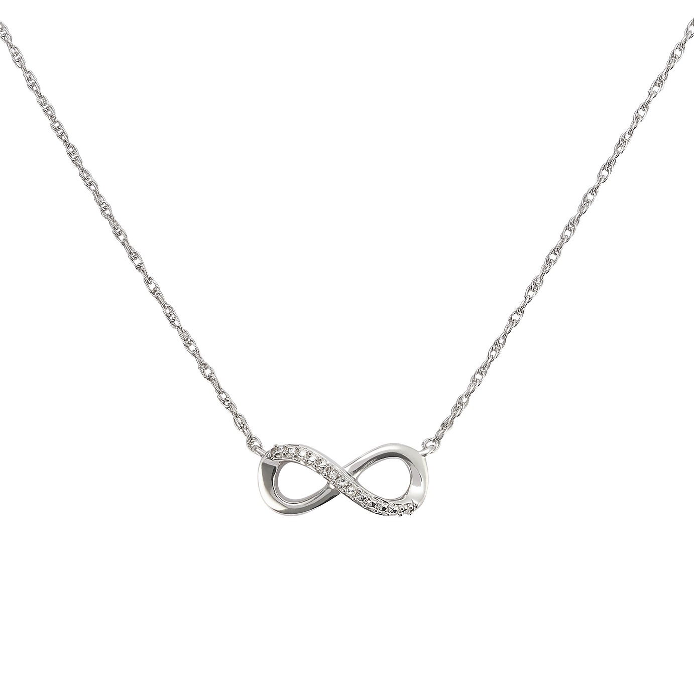 Revere Sterling Silver Diamond Infinity  Necklet