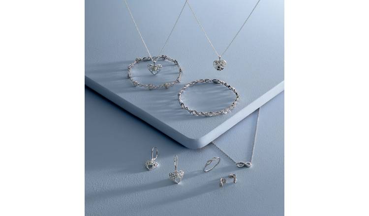 Buy Revere Sterling Silver Diamond Infinity Necklet Womens