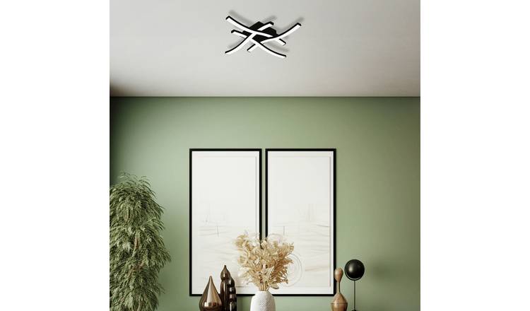 EGLO Cabezas-E Cross Steel LED Flush Ceiling Light - Black