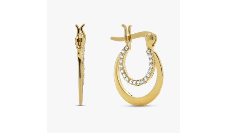 Revere Gold Plated Silver Double Look Creoles Earrings