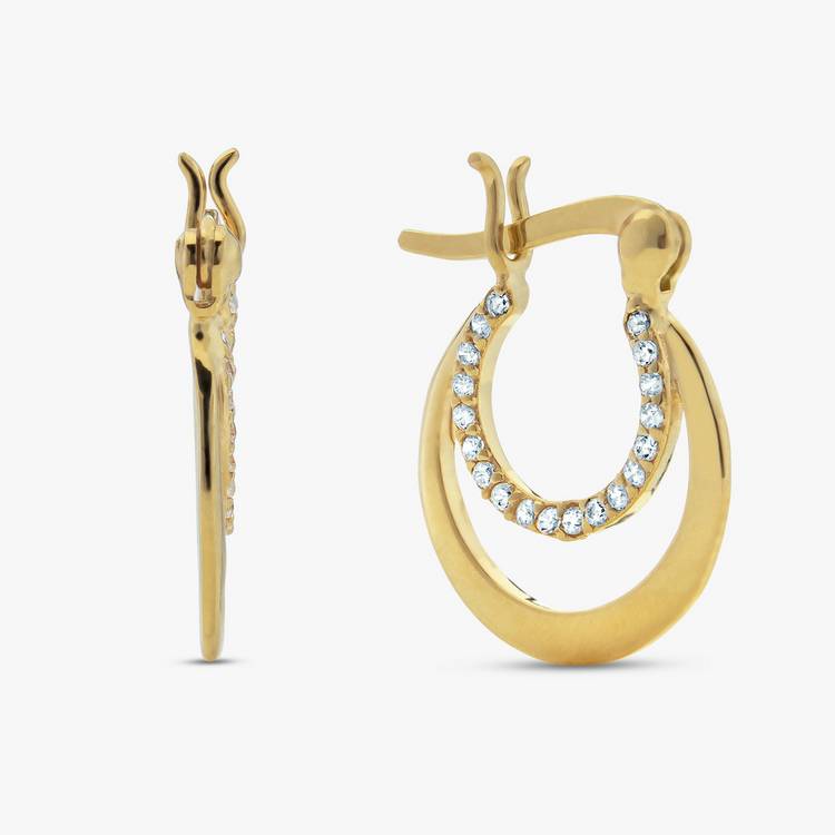 Revere Gold Plated Silver Double Look Creoles Earrings 0