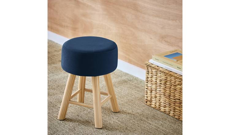 Habitat Sophie Velvet Stool - Blue