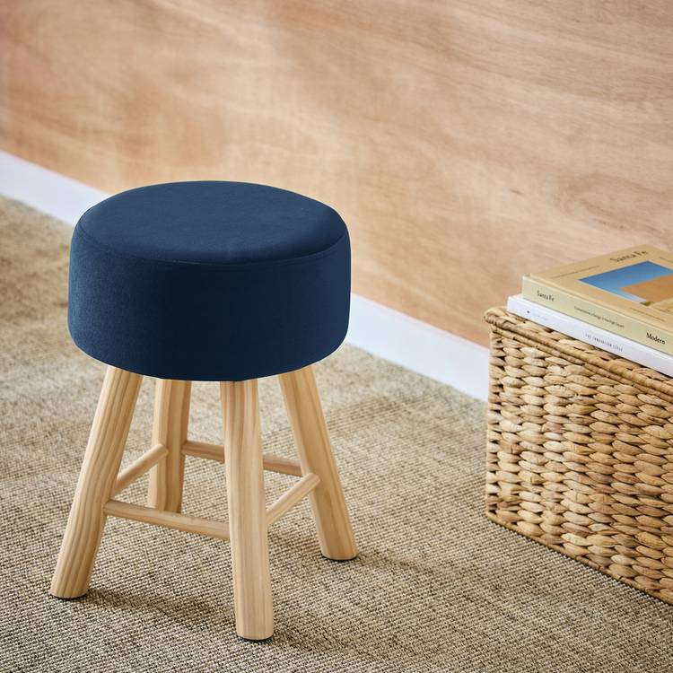 Habitat Sophie Velvet Stool - Blue 0