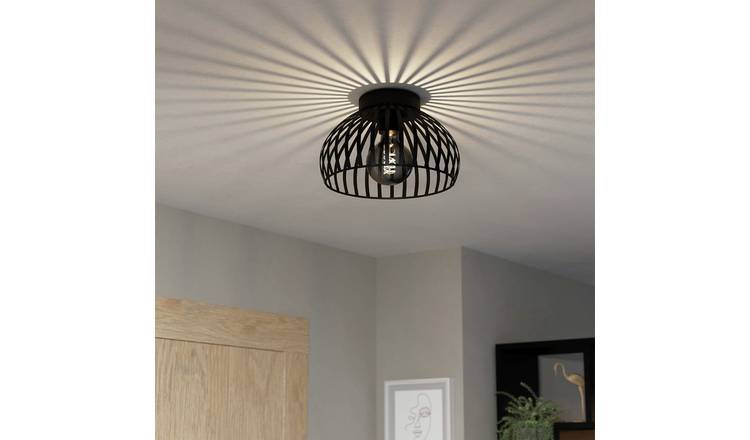 EGLO Mogano 3 Steel Flush Ceiling Light - Black