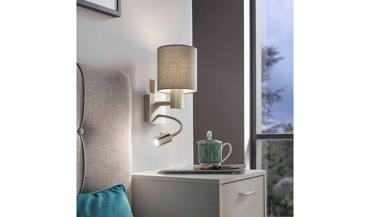 EGLO Pasteri Steel Wall Light with Reading Light - Grey