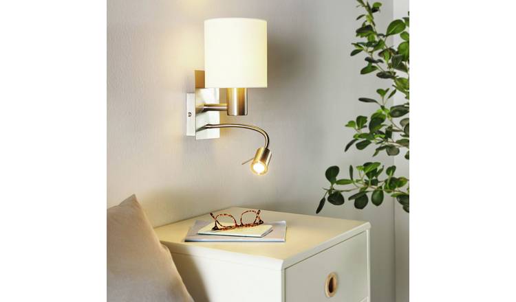 EGLO Pasteri Steel Wall Light with Reading Light - White