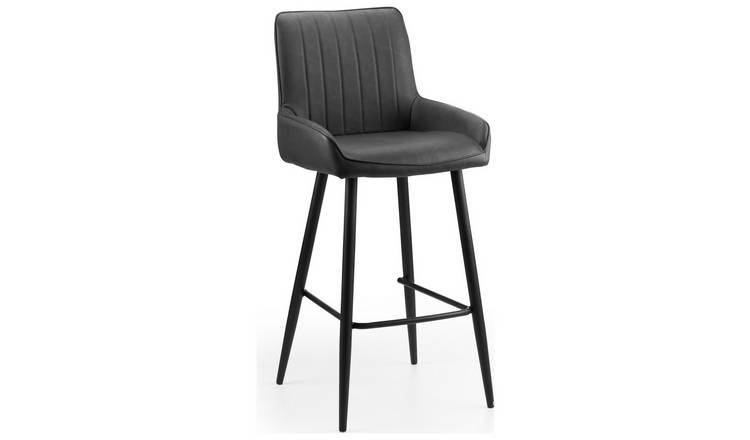 Julian Bowen Soho Faux Leather Bar Stool - Charcoal