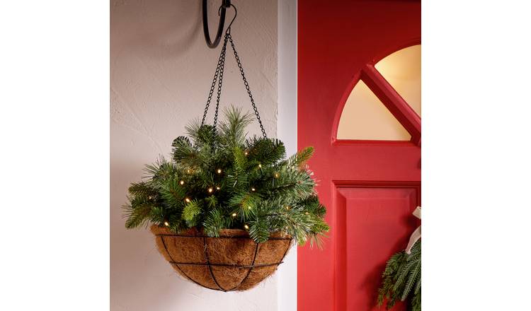 Habitat Pre Lit Hanging Basket Tree