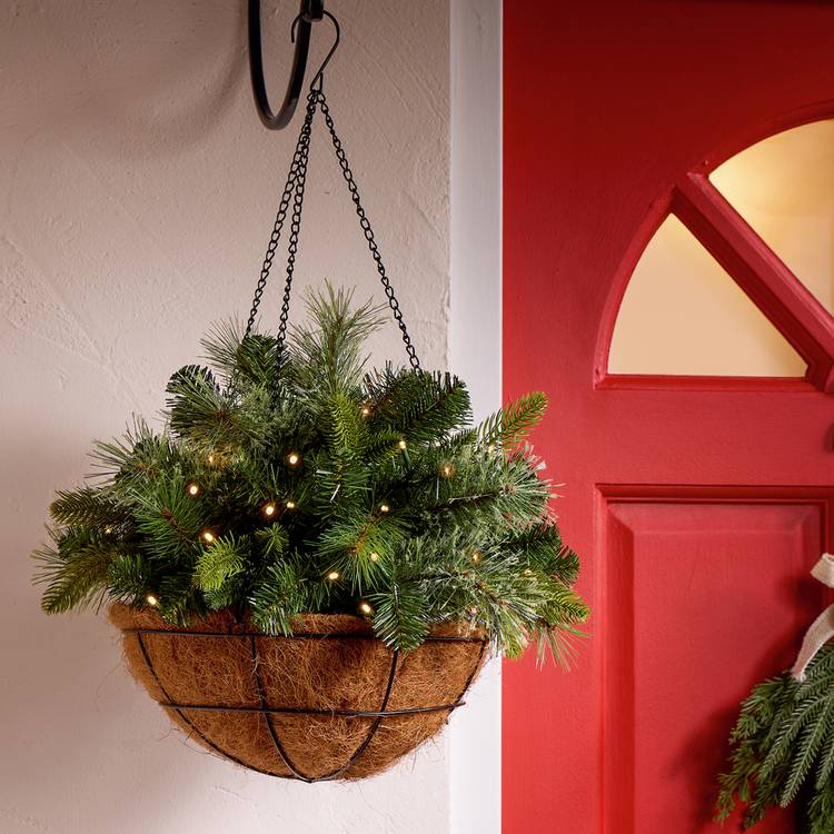 Habitat Pre Lit Hanging Basket Tree 0