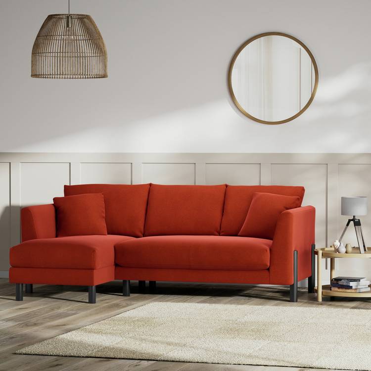 Habitat Aston Left Hand Corner Sofa - Burnt Orange-Black Leg 0