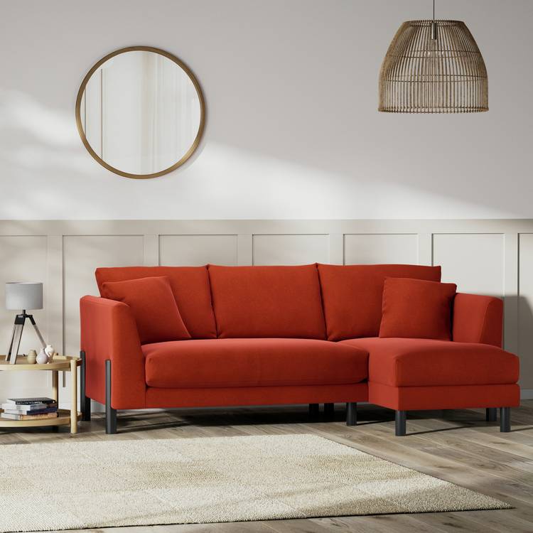 Habitat Aston Right Hand Corner Sofa -Burnt Orange-Black Leg 0