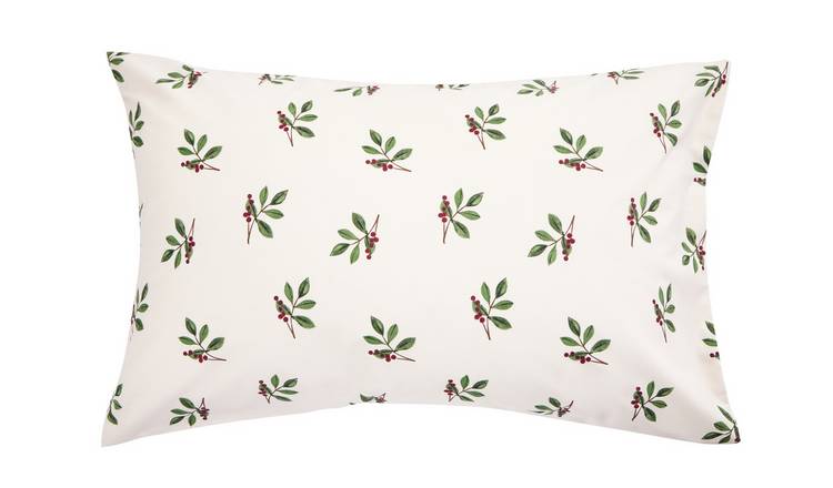 Argos Home Robin Printed Standard Pillowcase Pair - Cream