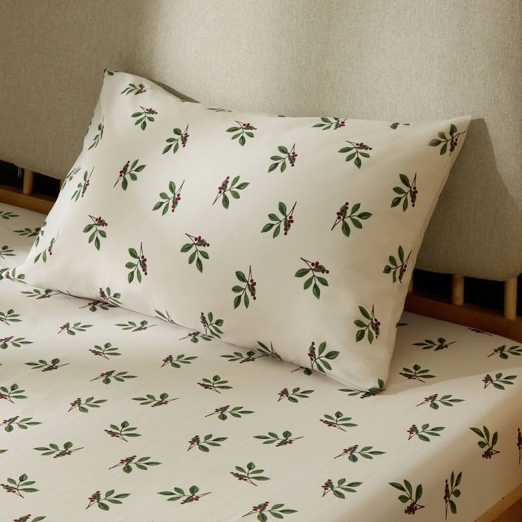 Argos Home Robin Printed Standard Pillowcase Pair - Cream 0
